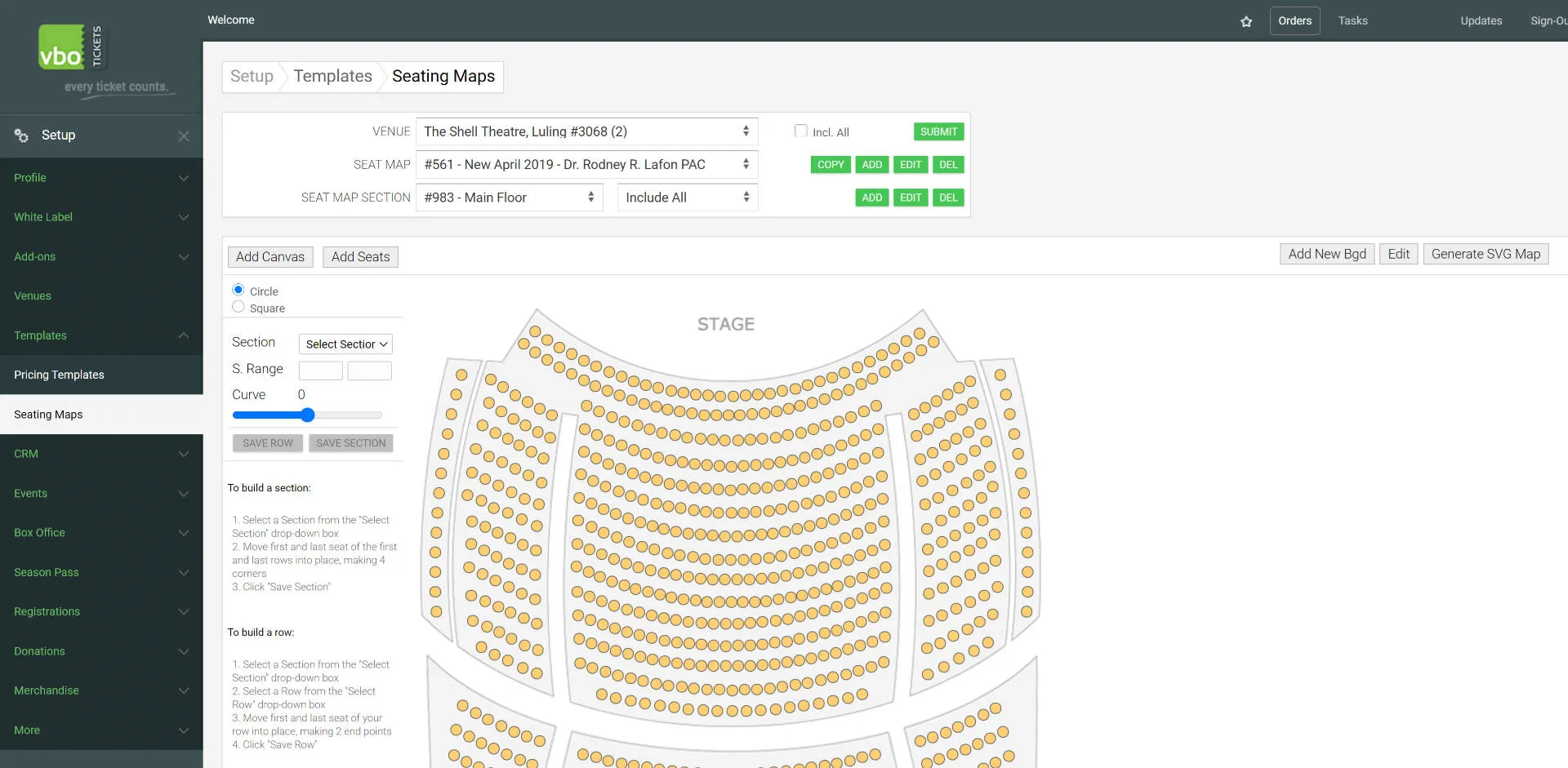 build a theatre seatmap with curves